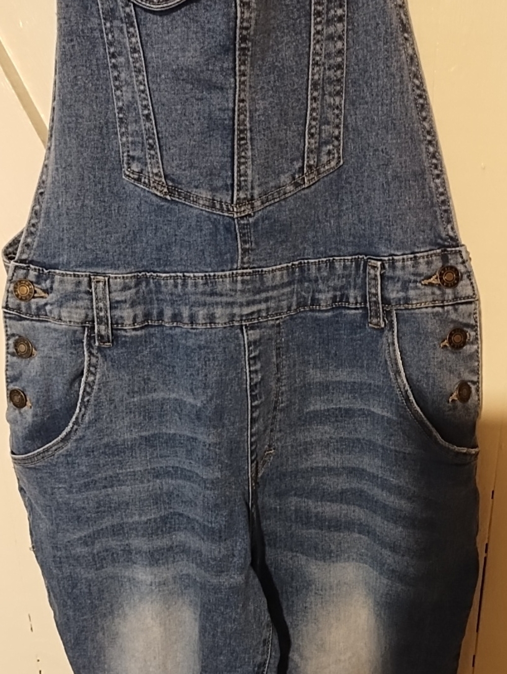 Women’s Blue Denim Distressed Overalls VGC Tattered Size Large. - Picture 3 of 10